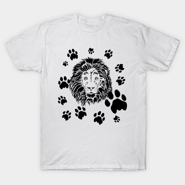 Lion's Face with footprints T-Shirt by designbek